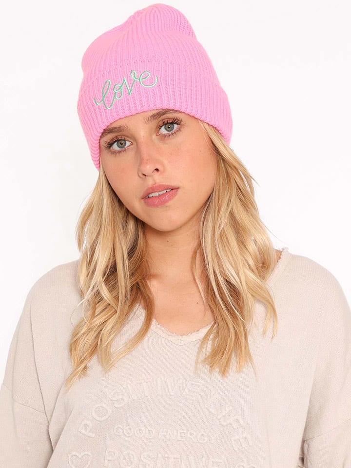 Zwillingsherz Kaschmir-Beanie in Pink günstig kaufen onesize