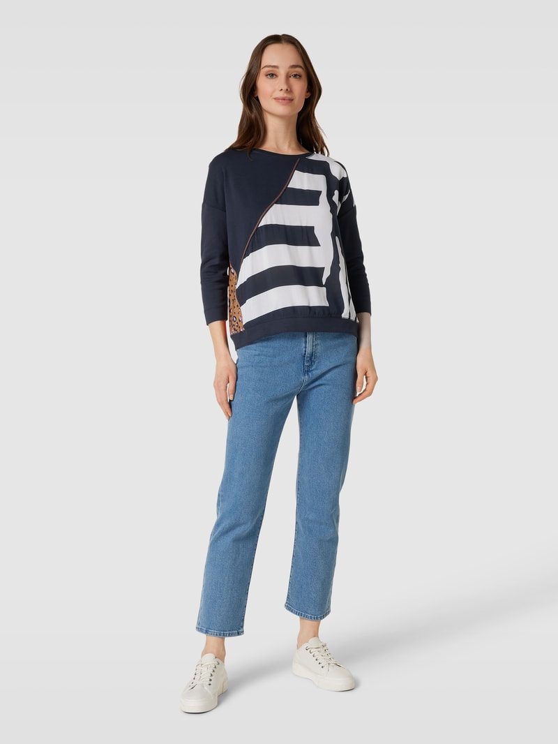 Longsleeve aus reiner Viskose mit 3/4-Arm in marineblau