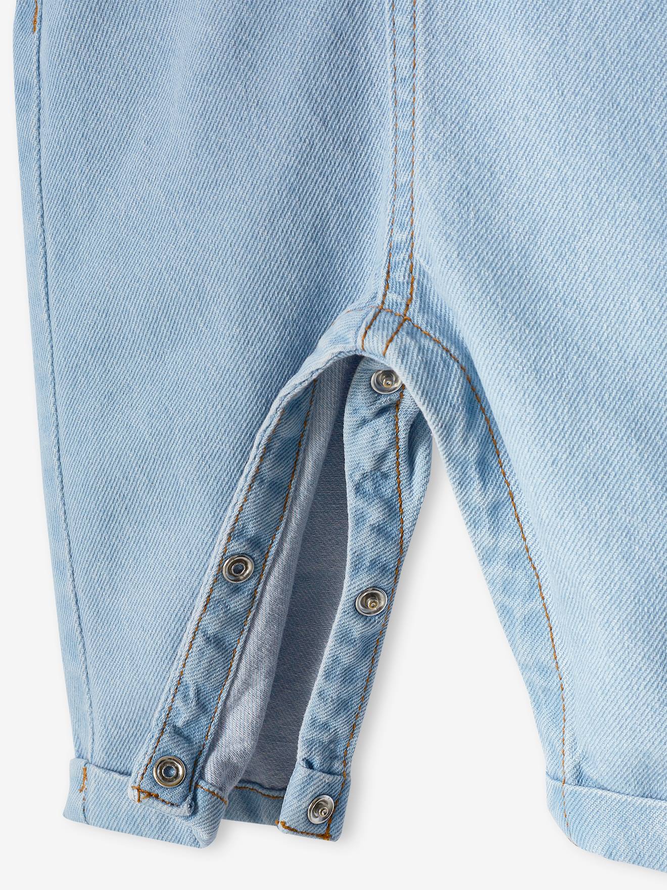 Salopette en denim bébé poches contrastées denim bleached