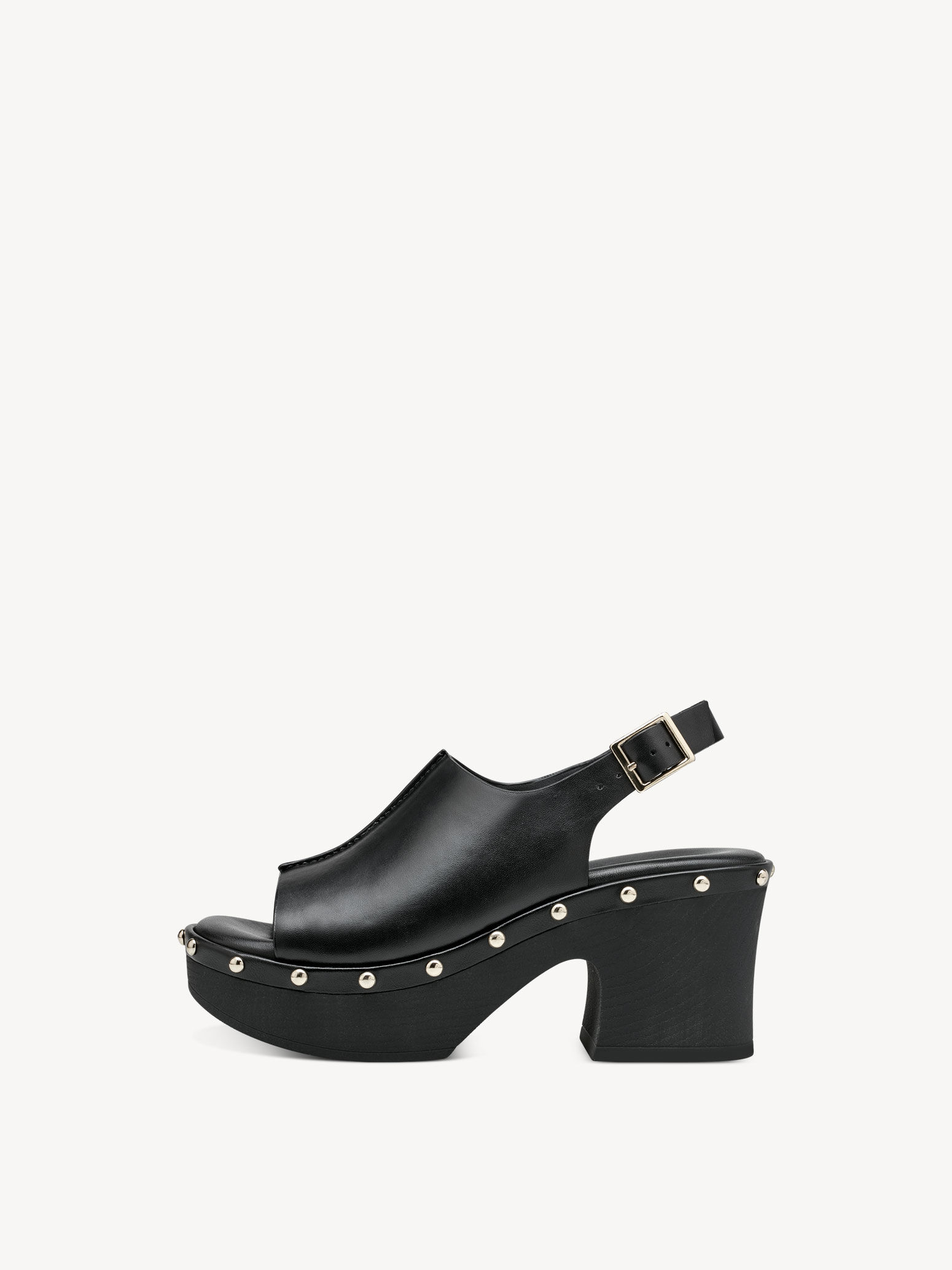Sandale à talon en cuir - noir