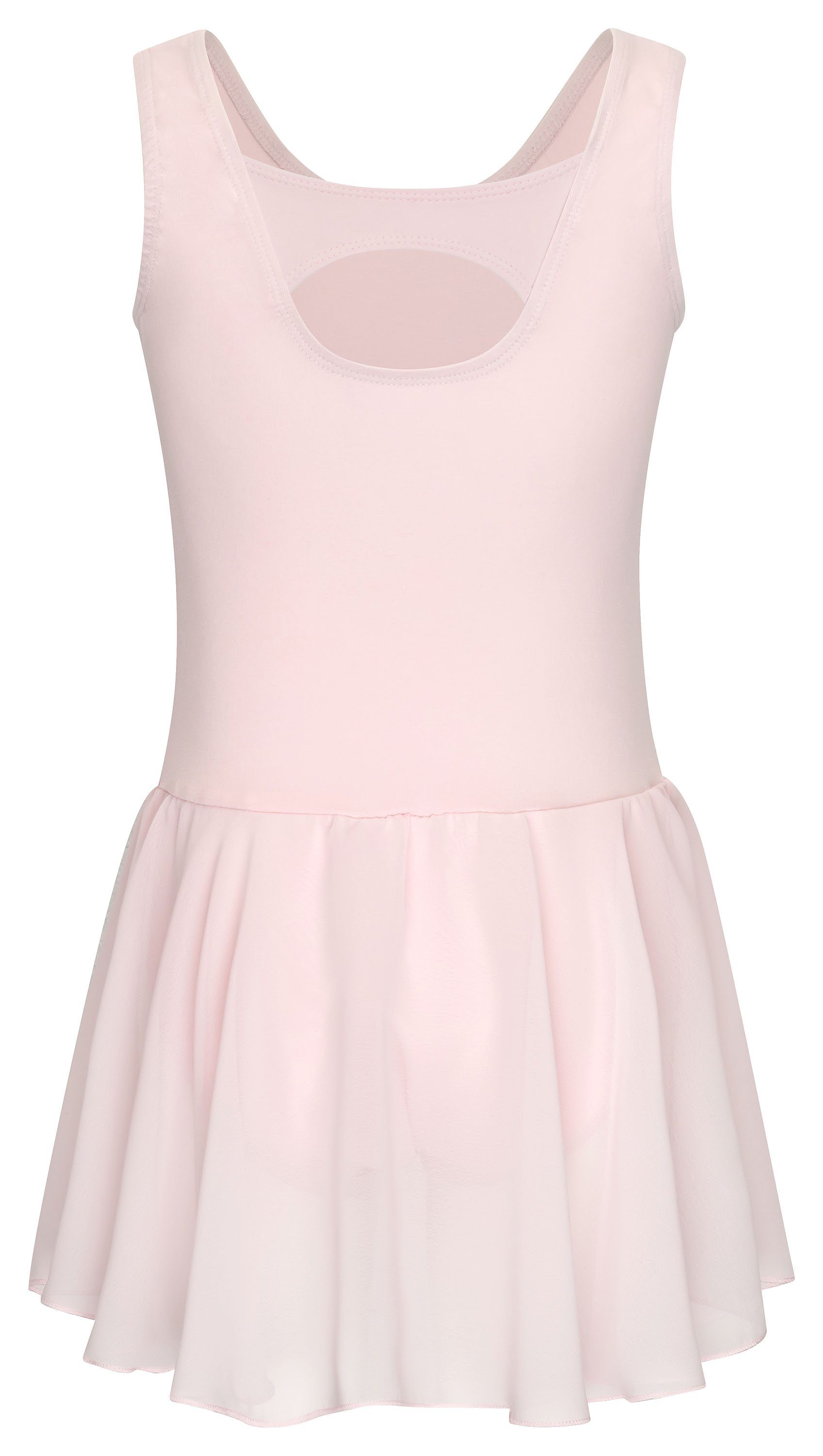 tanzmuster Chiffonkleid Ballettkleid Bella aus weicher Baumwolle Ballettbody mit Schlüssellochausschnitt für Mädchen fürs Kinder Ballett