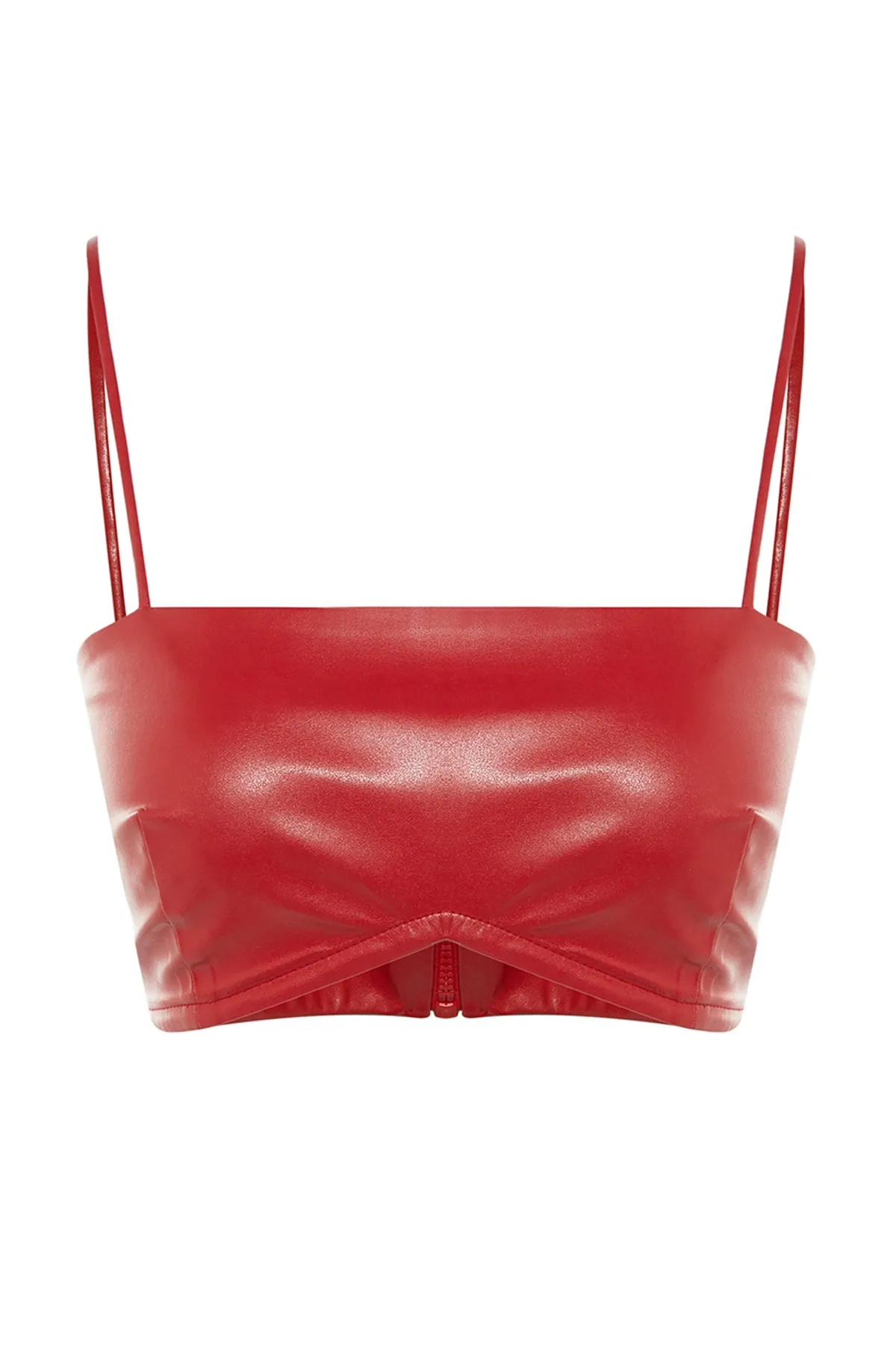 Trendyol Collection  X Sagaza Studio Rotes Bustier aus Kunstleder TPRAW23BS00063