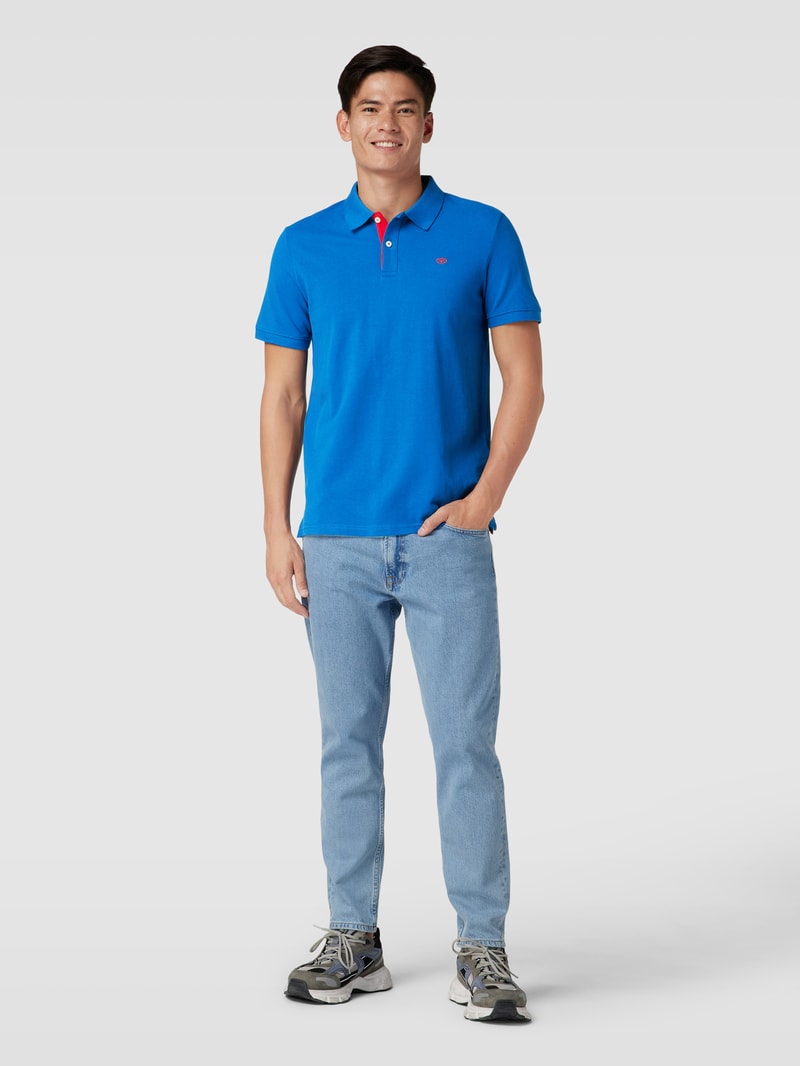 Poloshirt mit Logo-Stitching Modell 'Basic' in royalblau