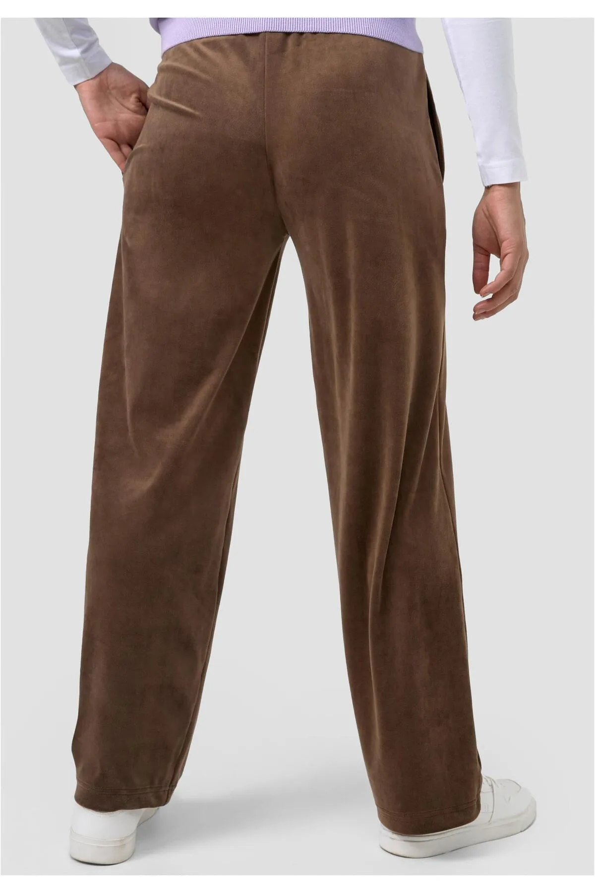 KARL KANI  Damen KW214-046-1 Small Signature Straight Leg Samthose braun