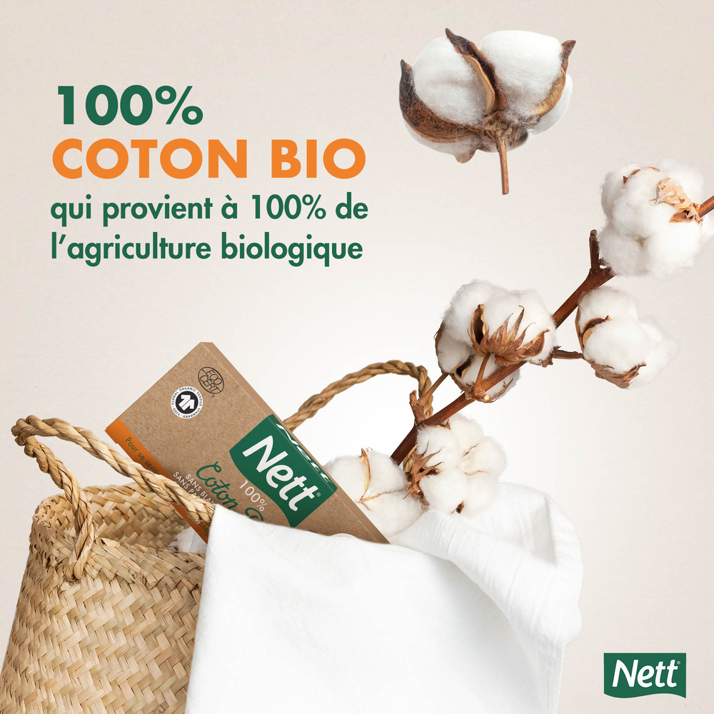nett Boite de 16 Tampons en Coton Bio avec Applicateur Super 16 Unités Tampon
