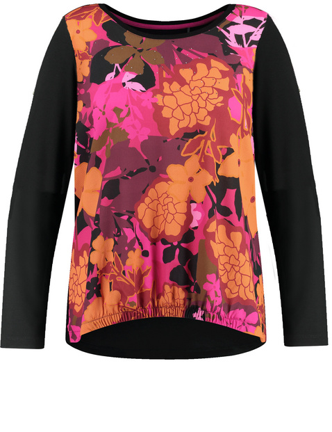 Langarmshirt mit floraler Blusenfront