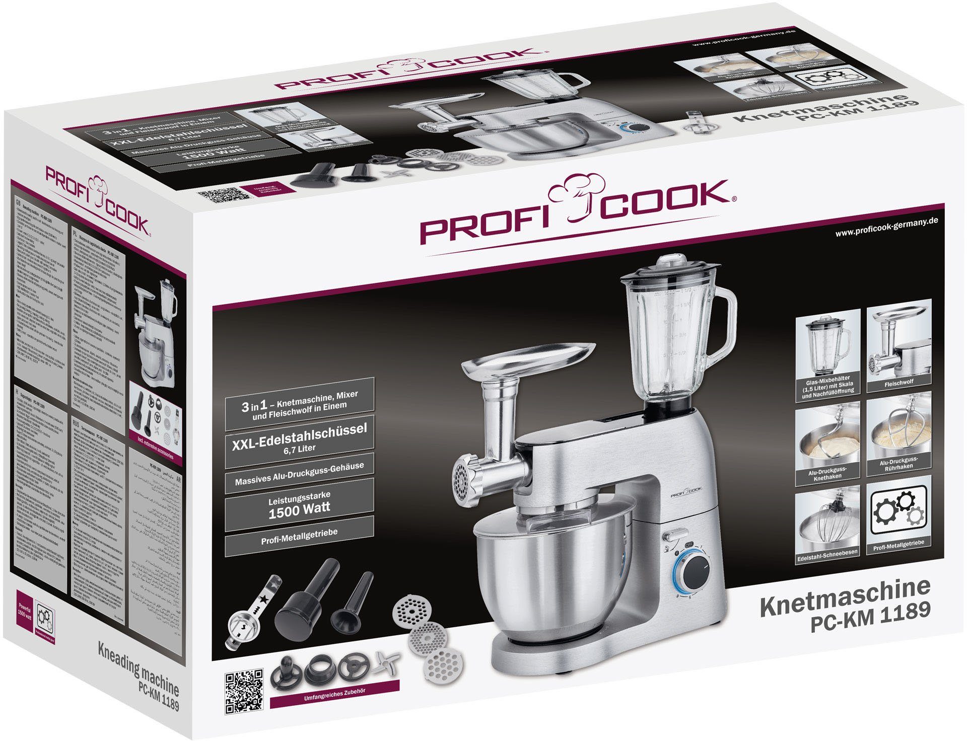 ProfiCook Küchenmaschine PC-KM 1189, 1500 W, 6,7 l Schüssel