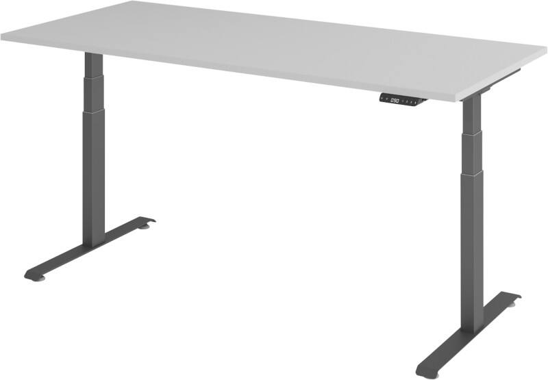 Hammerbacher Rechteckig Sitz-Stehschreibtisch Metall, Holz 1,600 x 800 x 645 - 1,295 mm Hellgrau