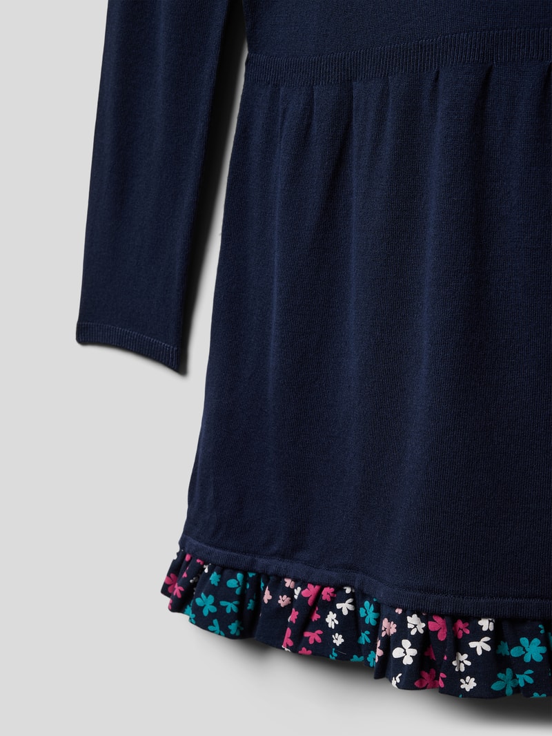 Knielanges Strickkleid aus Viskose-Mix mit Rundhalsausschnitt in marineblau
