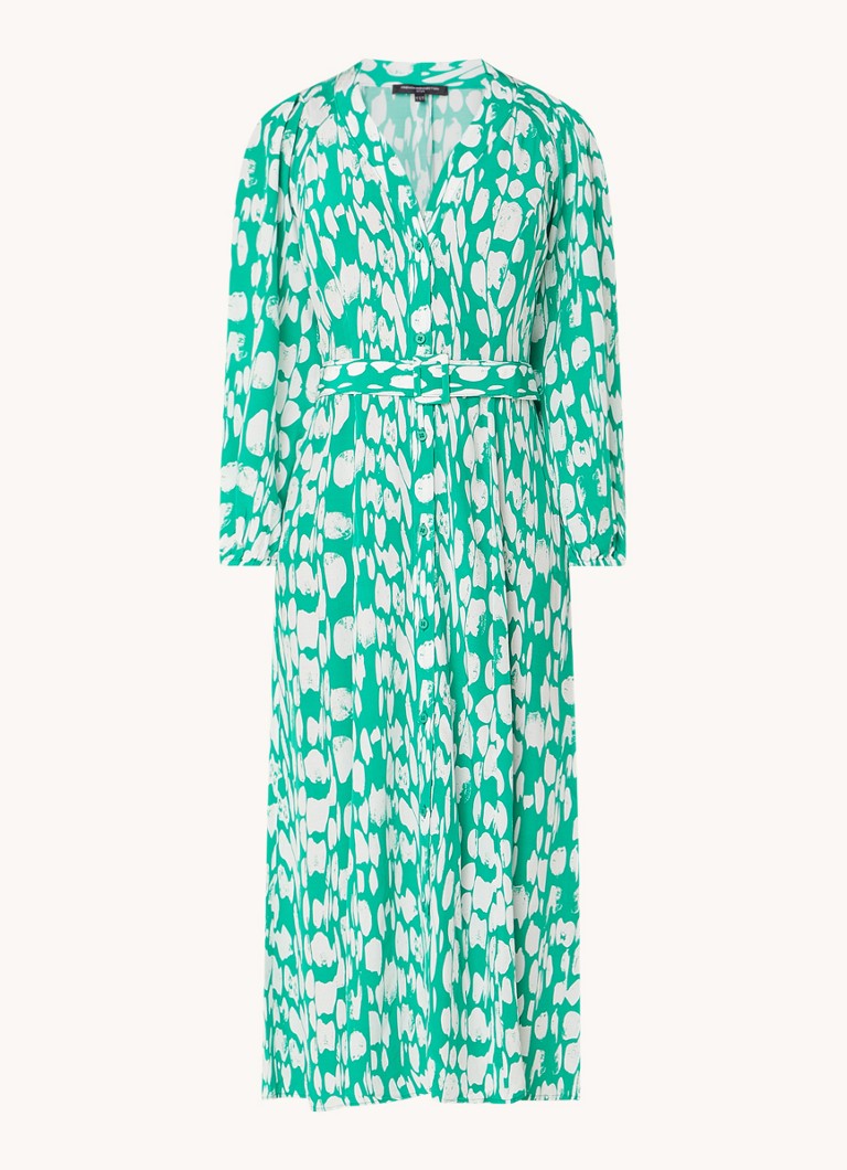 Vestido midi camisa Islanna da French Connection com estampa e cinto de amarrar