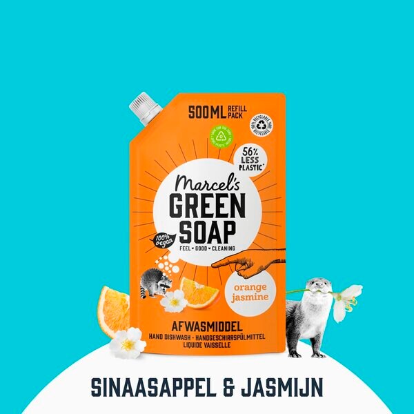 Refil de detergente Marcel's Green Soap Laranja e Jasmim 6 x 500ml