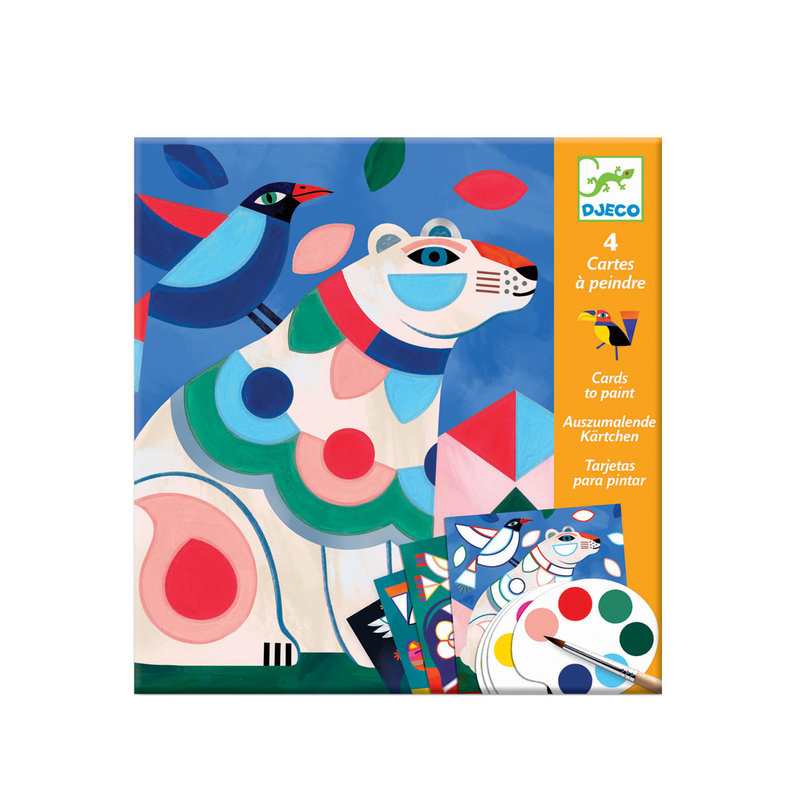 Pochette 4 Cartes à peindre Le bestiaire Djeco