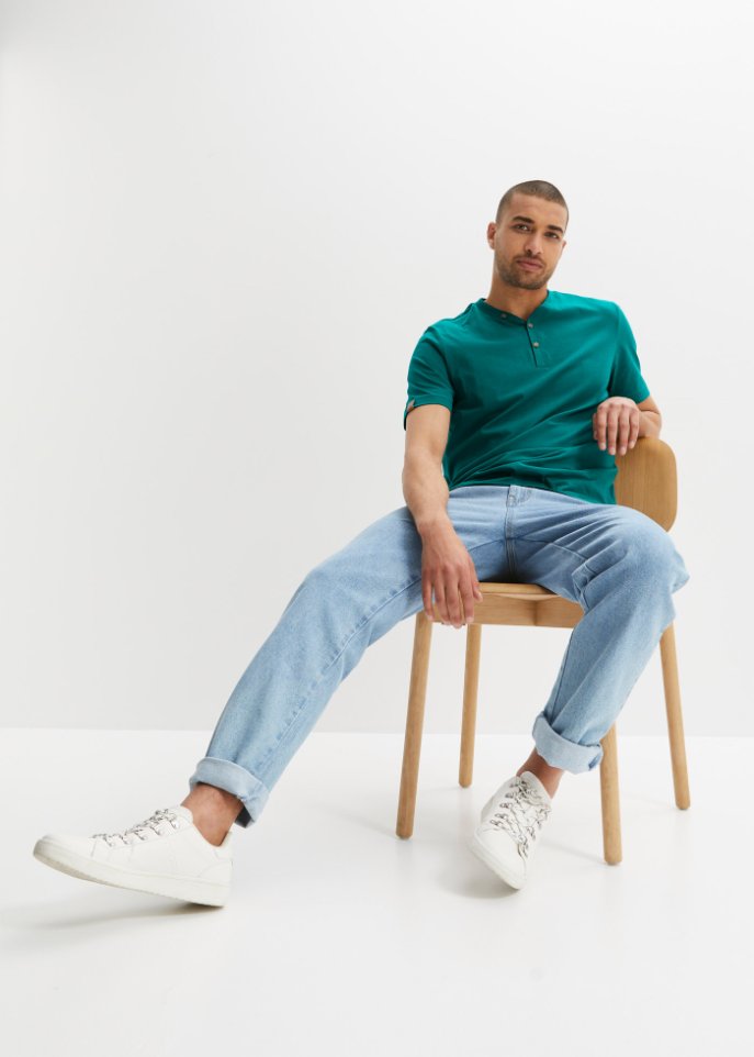 Henleyshirt, Kurzarm (2er Pack) aus Bio Baumwolle
