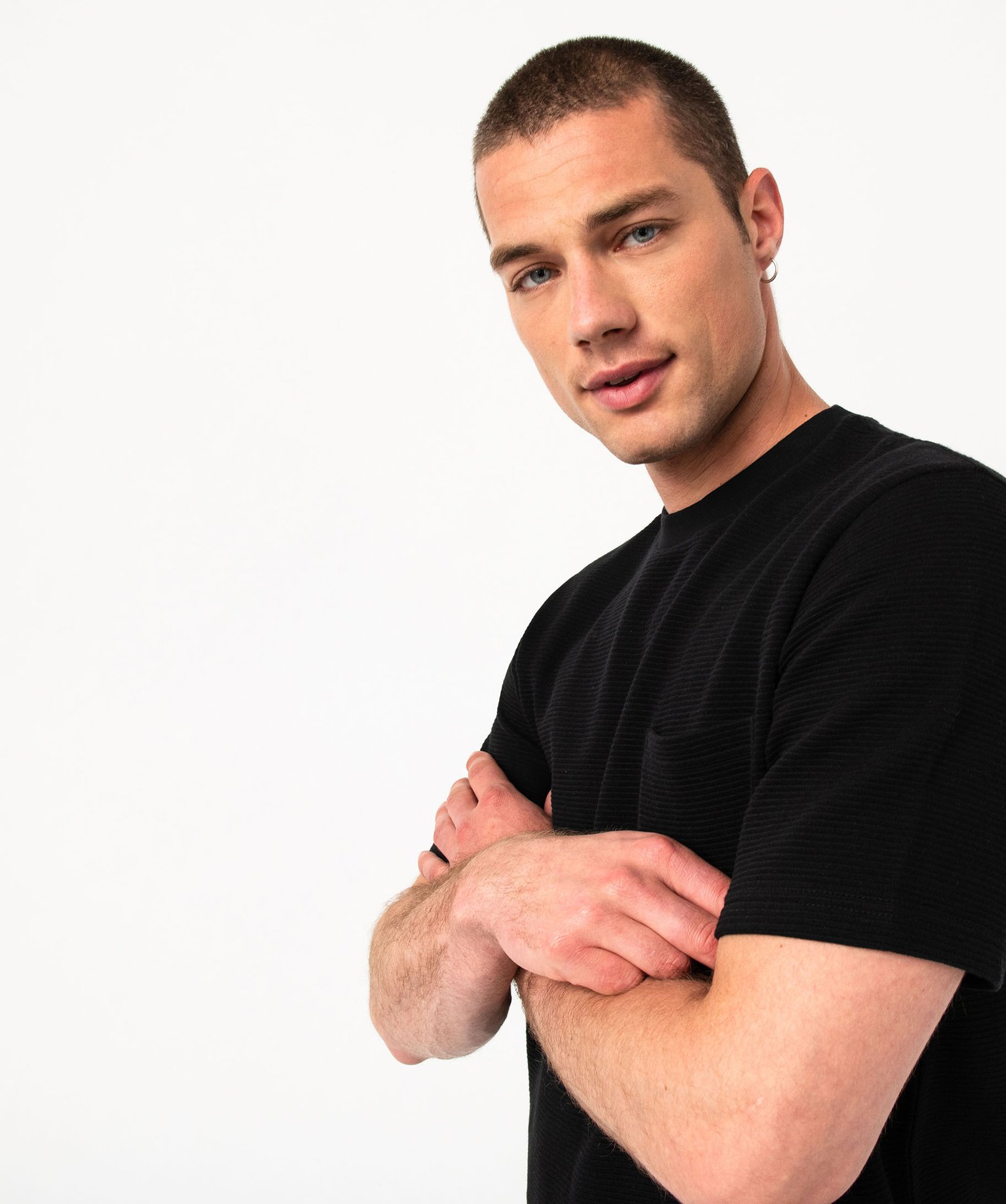 Tee-shirt manches courtes en coton texturé épais homme noir | GEMO