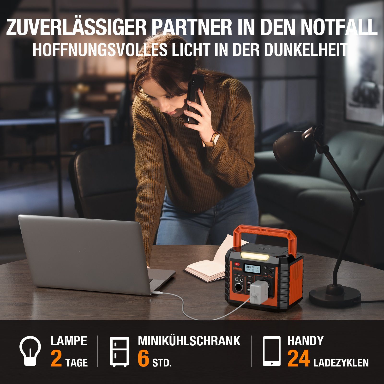 EBL Stromerzeuger 330W Powerstation, Lithium Batterie(Peak 576W),Stromerzeuger Tragbare, (1-tlg)