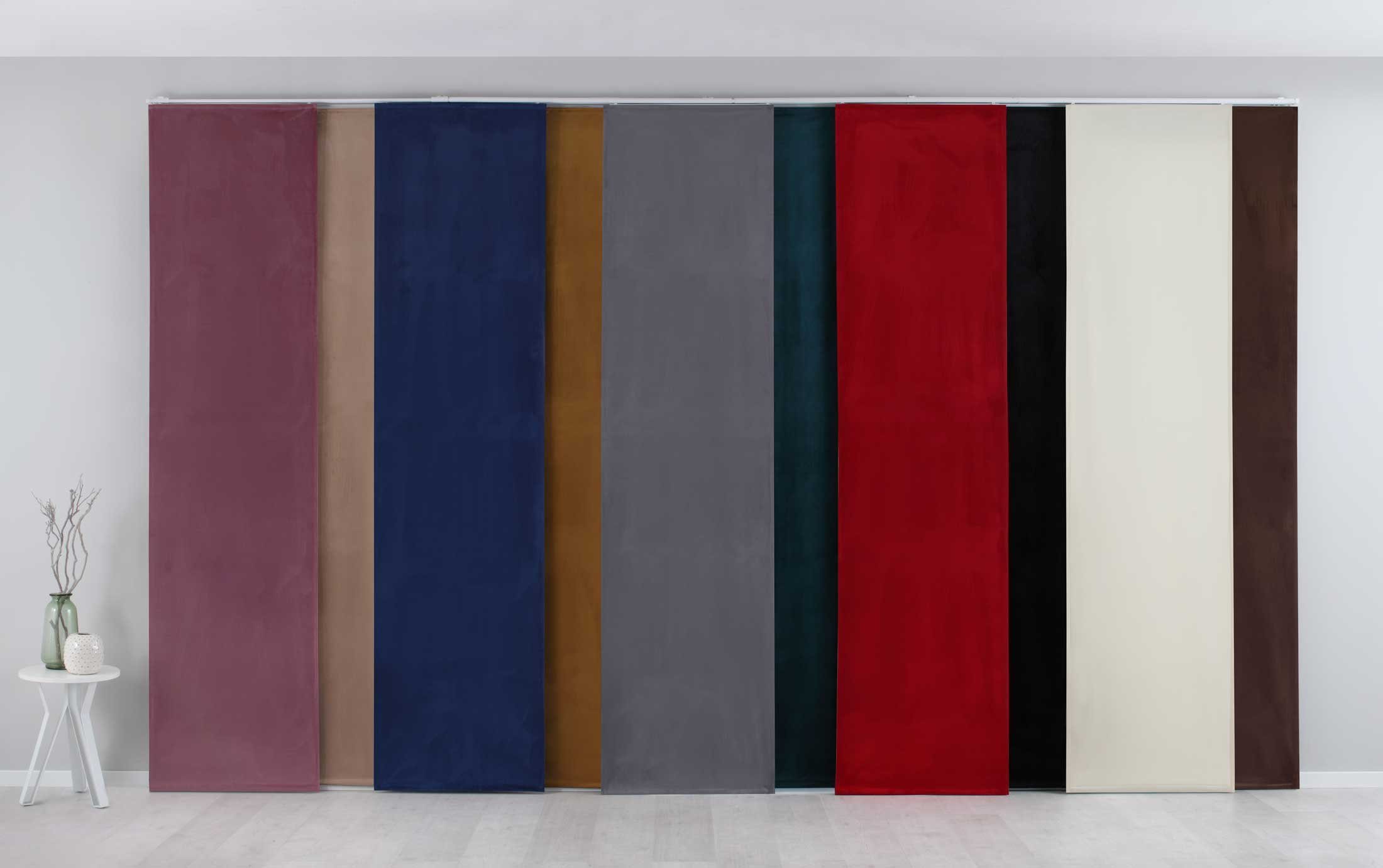 Schiebegardine, Gardinenbox, Klettband (1 St), blickdicht, Verdunkelung Milano Samt blickdicht Blackout Paneelwagen 203571