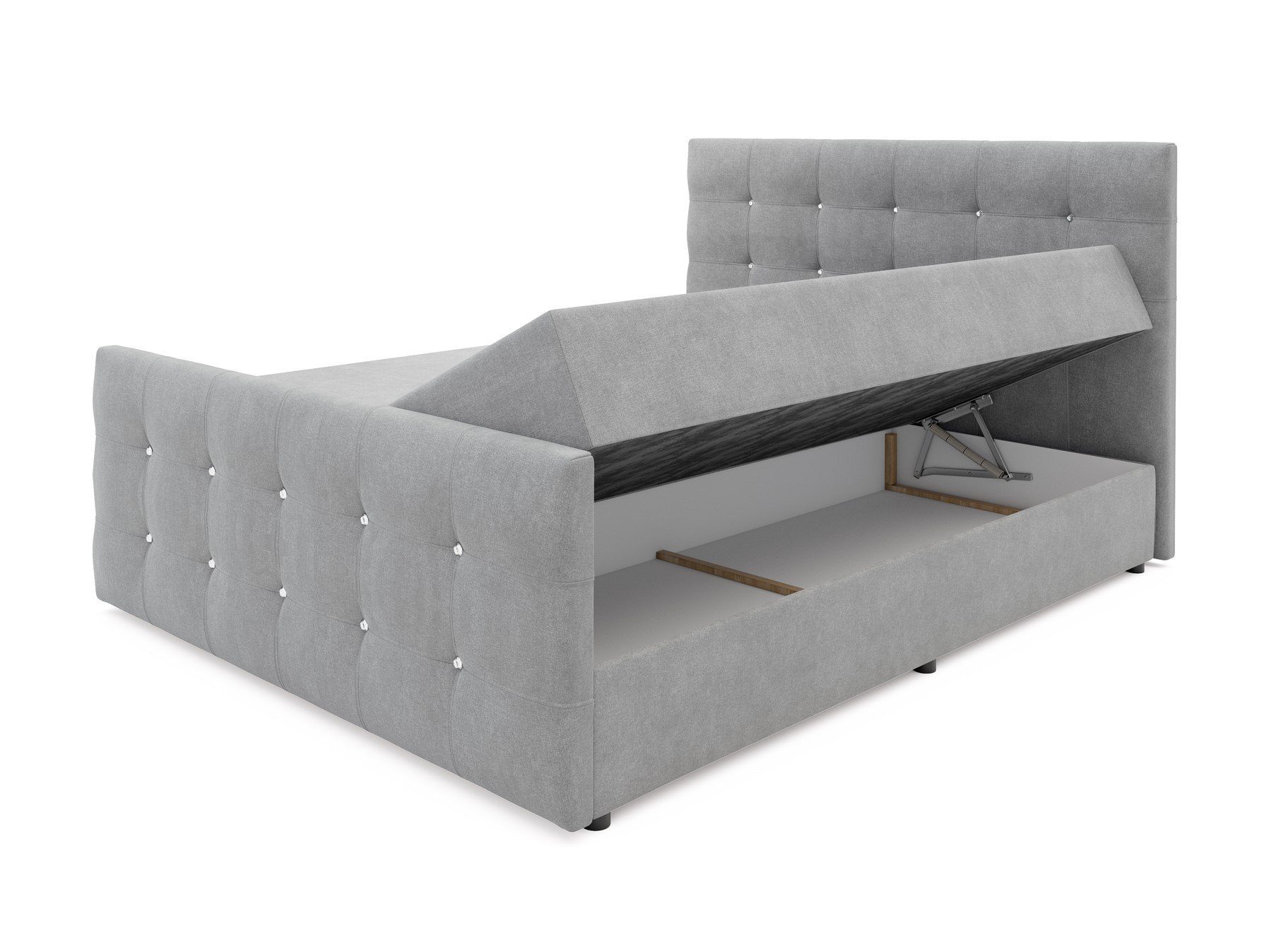 Fun Möbel Boxspringbett Boxspringbett Schlafzimmerbett MAURO in Kunstleder Weiss (inkl. Bettkasten, 4-St), inkl.Topper