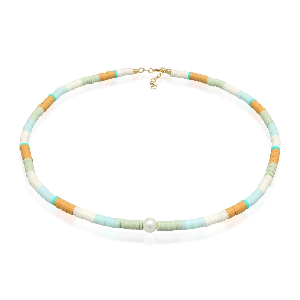 Elli Elli Collier Femmes Surfer Heishi perles coquillage en argent sterling 925 collier