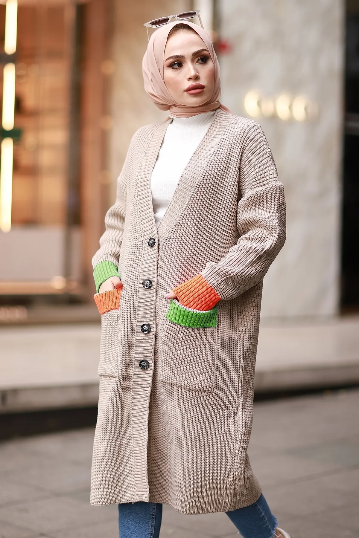 InStyle  Lockerer Cardigan mit Knöpfen – Nerz