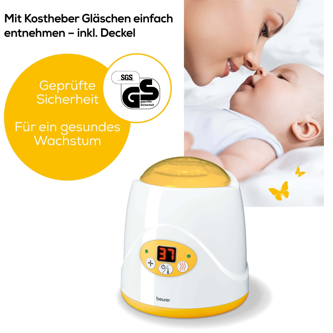 Beurer Babykost- und Fläschchenwärmer - BY 52-Babynahrung- und Fläschchenwärmer - 2-in-1 Erwärmen & Warmhalten