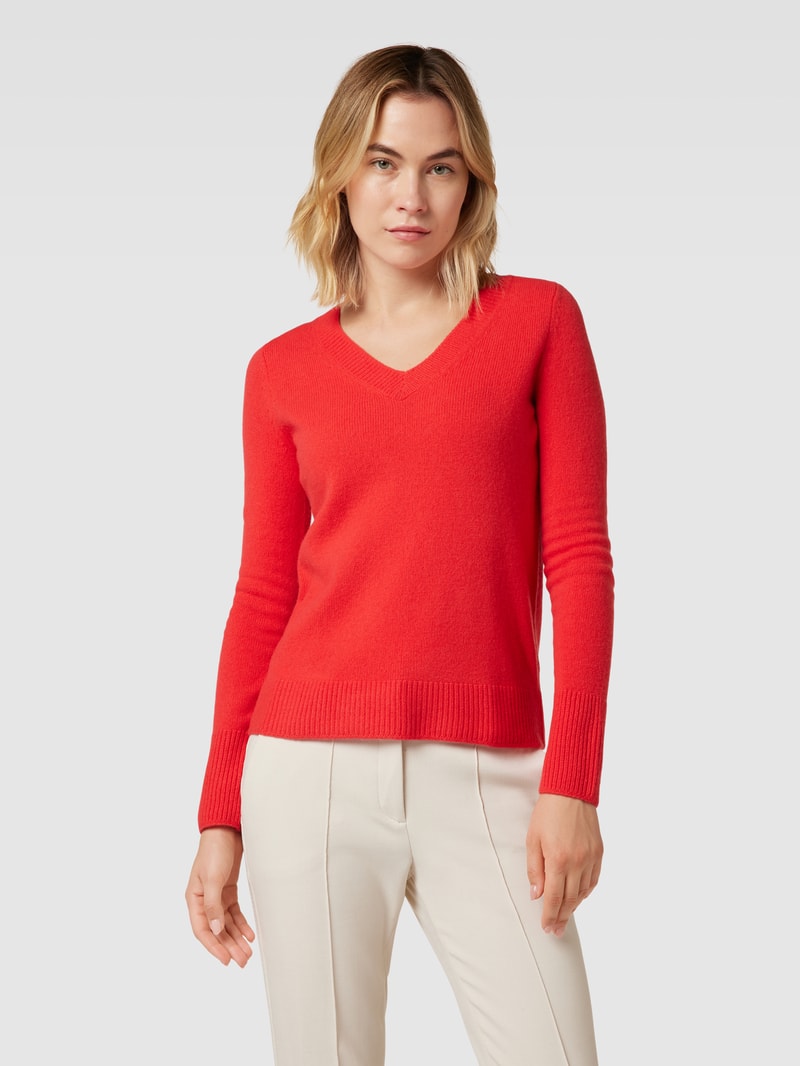 Strickpullover aus Wolle mit V-Ausschnitt in rot
