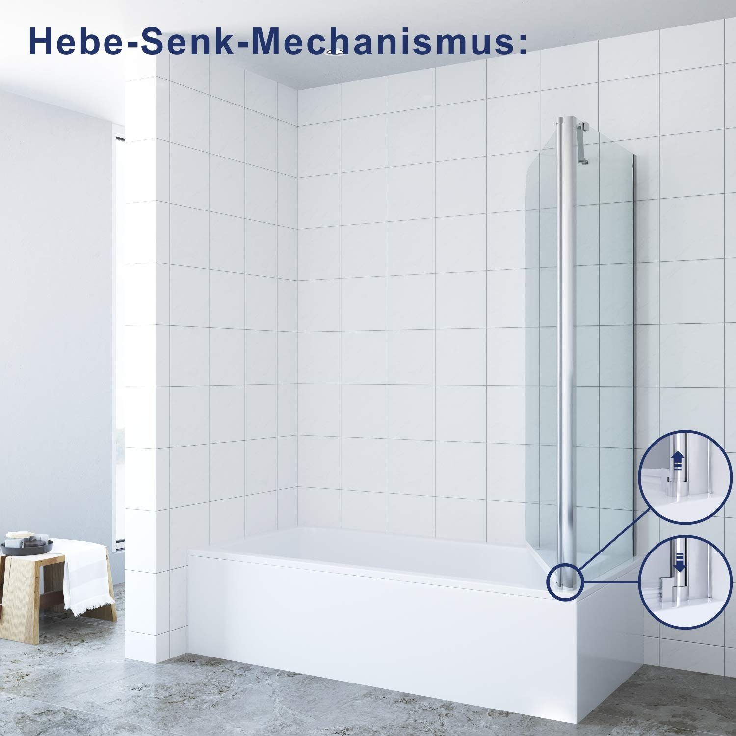 AQUABATOS Badewannenaufsatz Duschabtrennung für Badewanne Badewannenaufsatz Duschwand