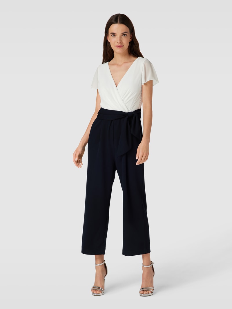 Jumpsuit mit Knoten-Detail in marineblau meliert