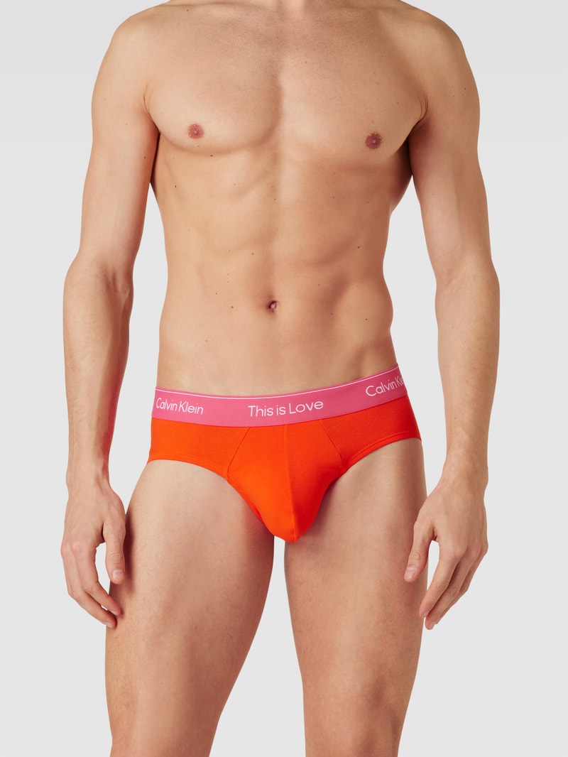 Slip mit elastischem Logo-Bund in hellrot