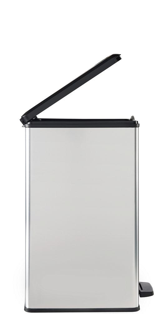 Curver DECO SLIM BIN Abfalleimer 40L mit Fußpedal silber metallic