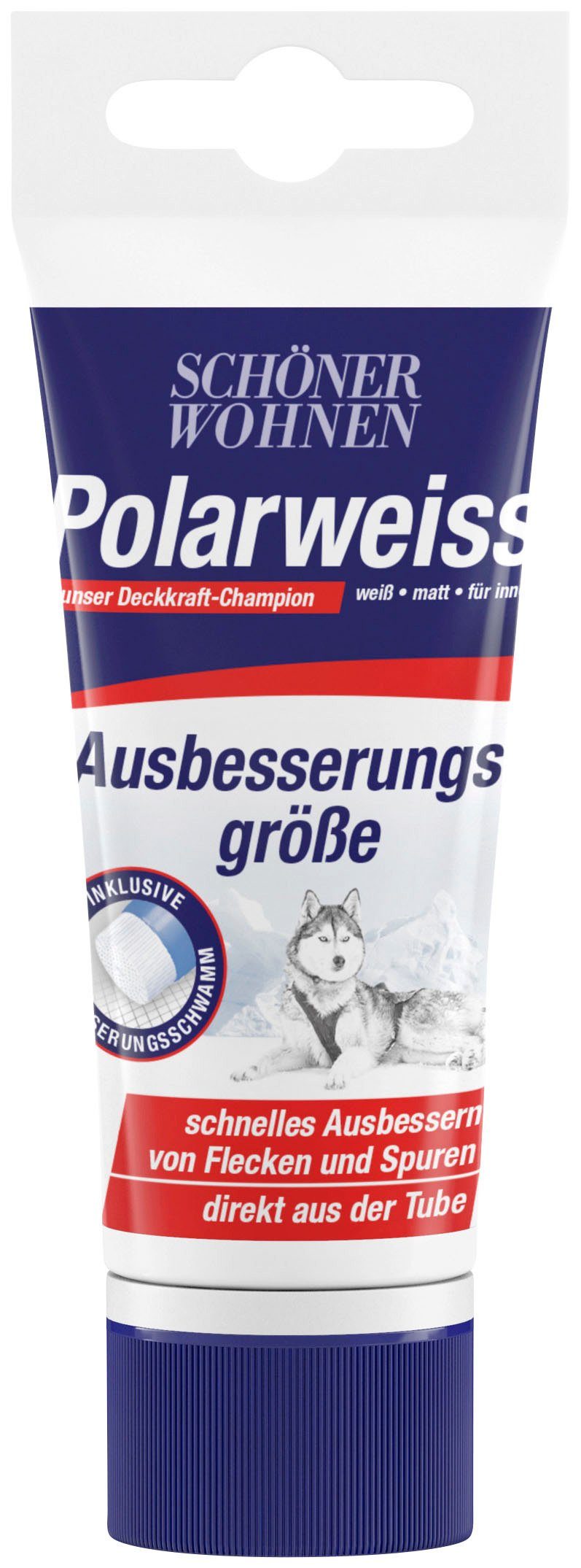 SCHÖNER WOHNEN FARBE Wand- und Deckenfarbe Polarweiss Ausbesserungstube, 50 ml, weiß, Ausbesserungstube mit Schwammaufsatz