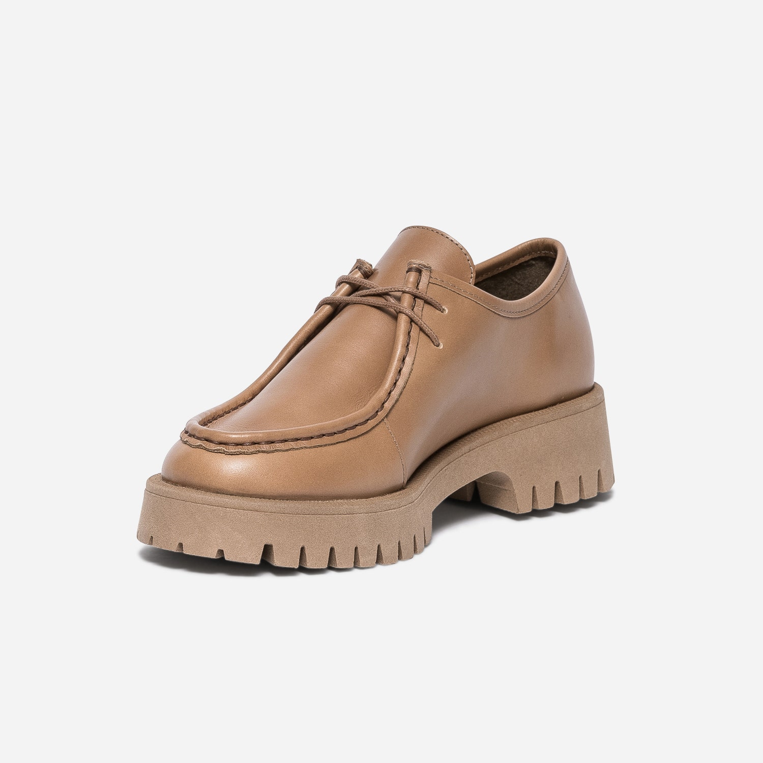 Derby TEXTO camel éco-conçu cuir à semelle crantée