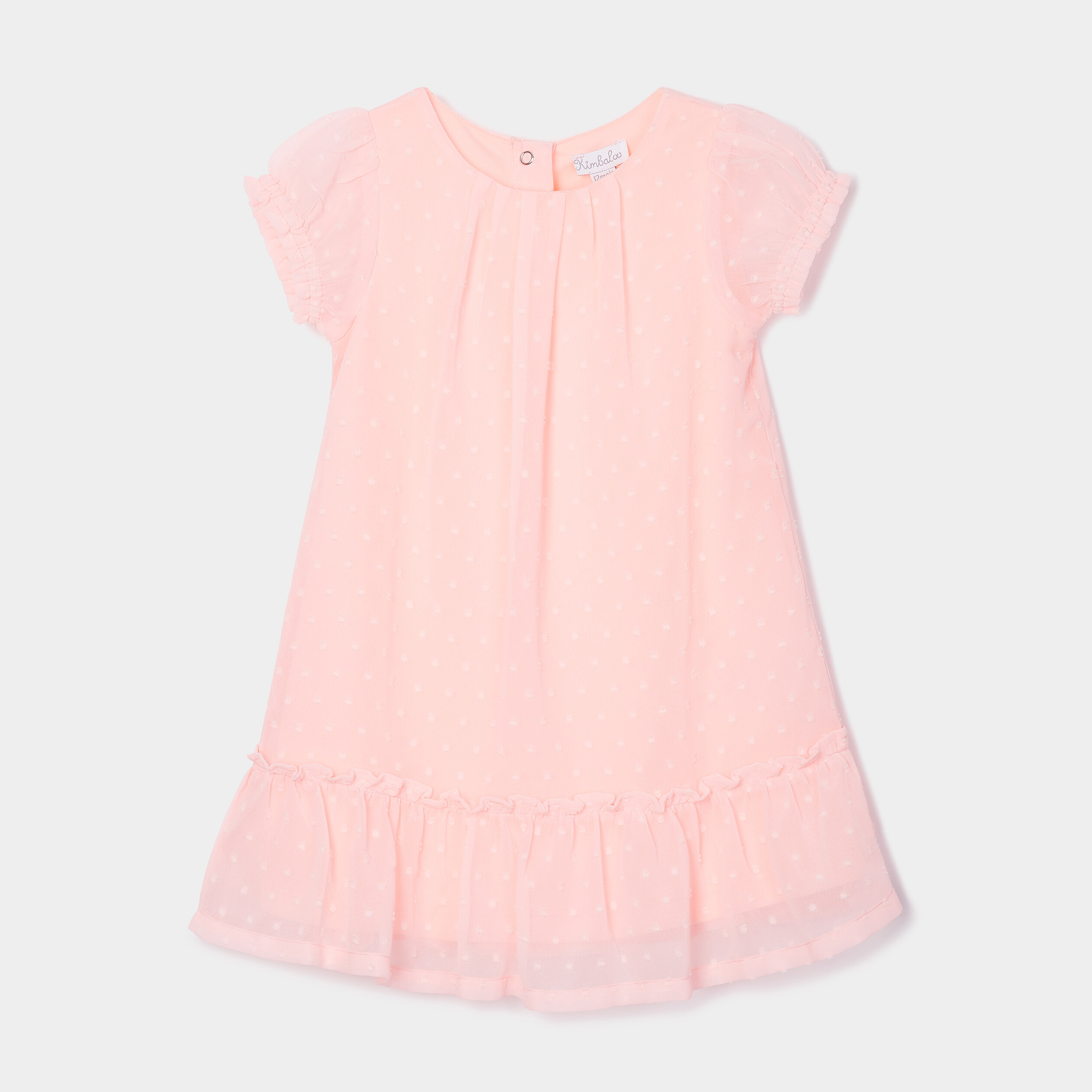 Robe évasée à plumetis et volants orange fluo bébé fille | La Halle