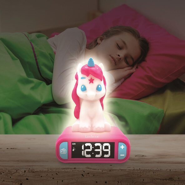Digitaler Kinder-Wecker Einhorn, mit 3D Nachtlicht-Figur