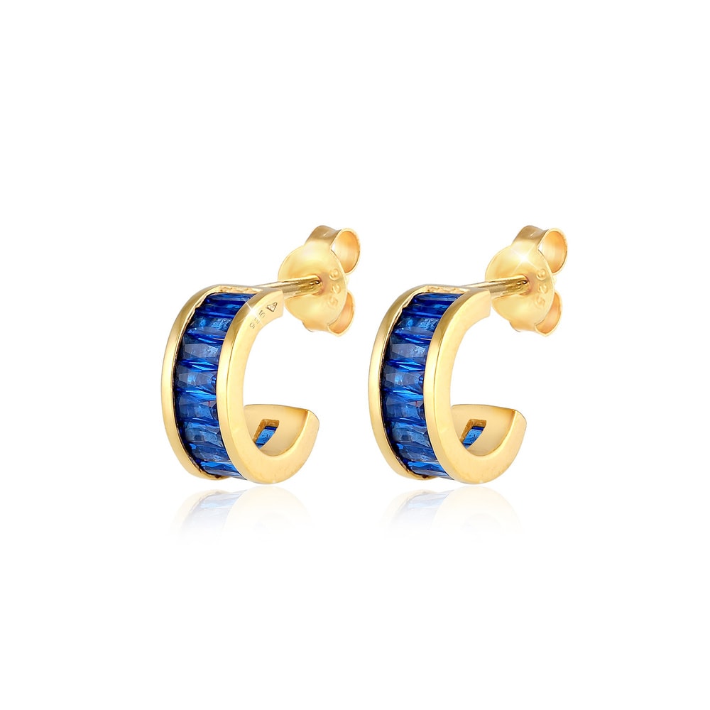 Elli PREMIUM Elli PREMIUM Boucles d'Oreilles Créoles élégantes avec saphirs en 925/1000 argent Boucles d'oreilles