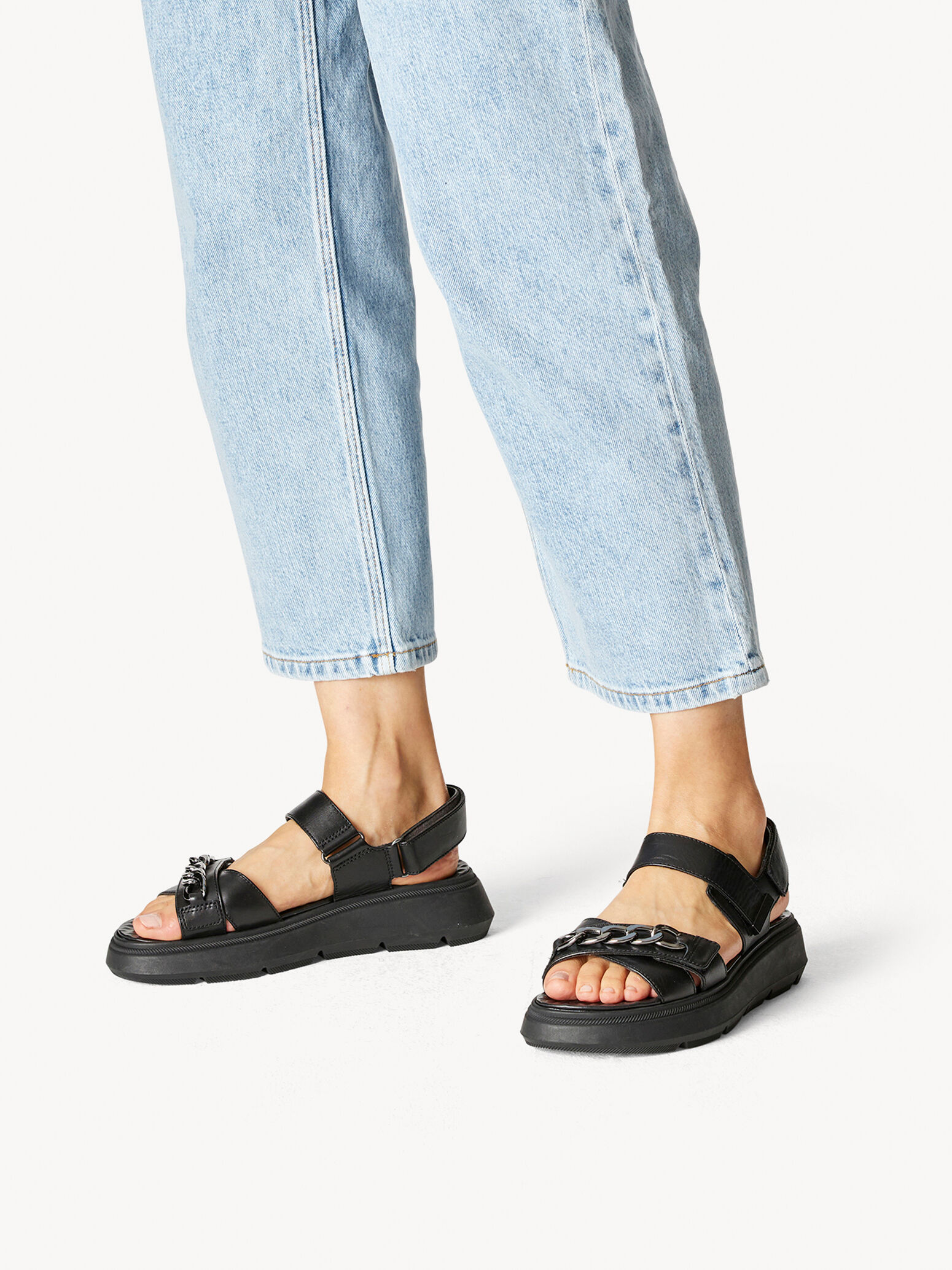 Sandale à talon en cuir - noir