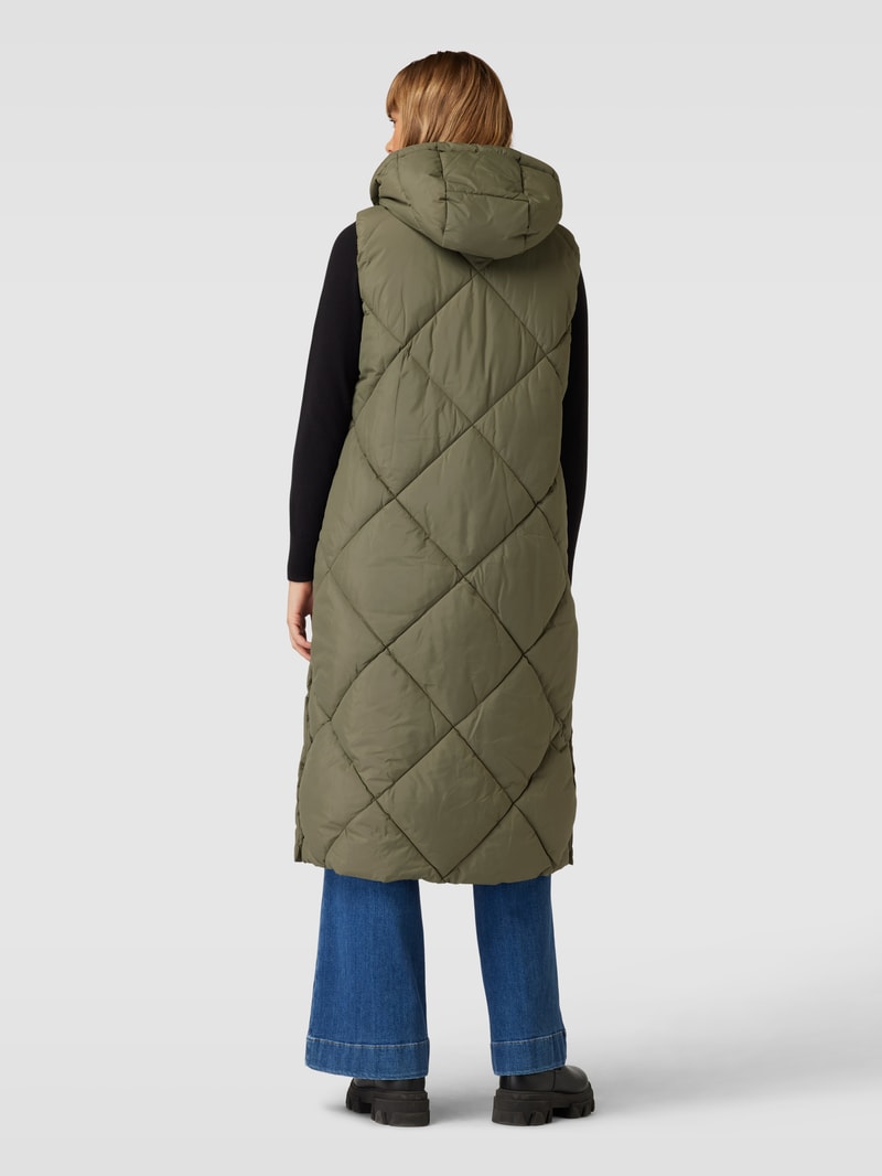 Longweste mit Kapuze Modell 'Puffa' in olivgrün