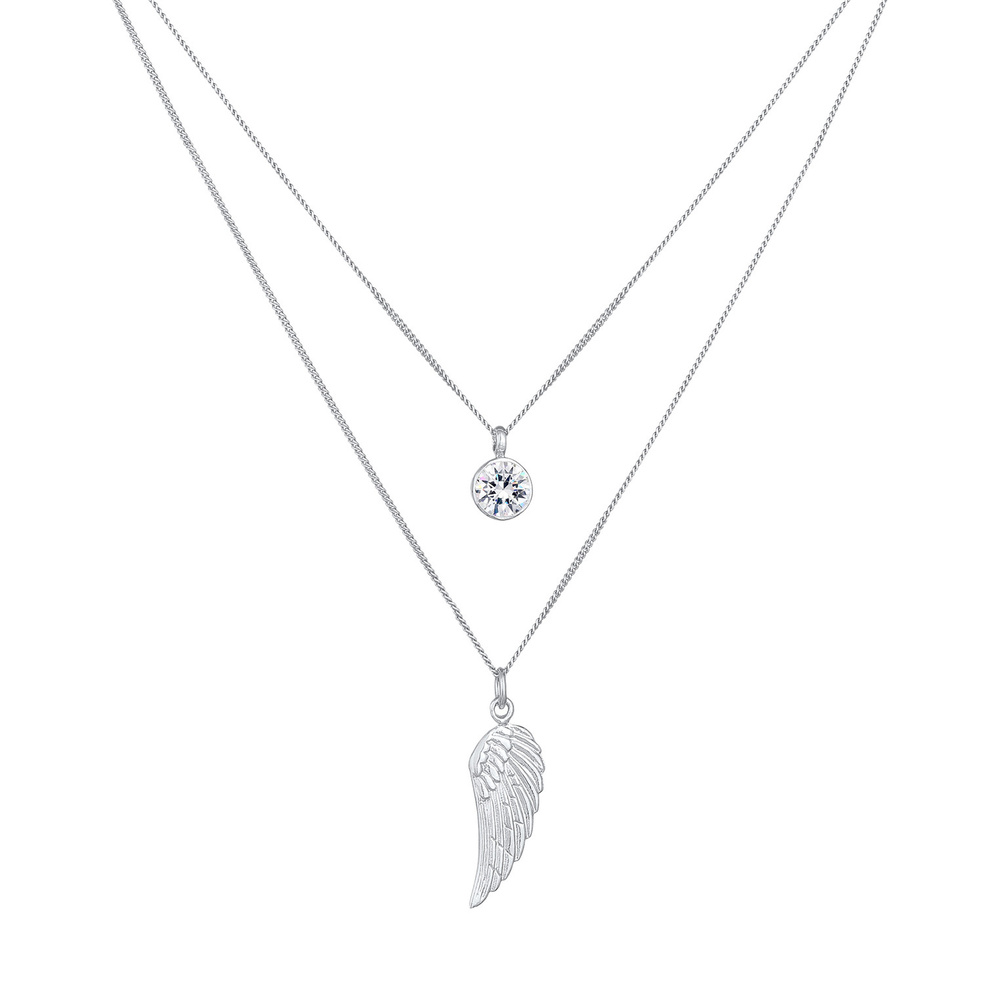 Elli Elli Collier Symbole d'Ailes de couche pour Femmes avec cristal en Argent Sterlin collier