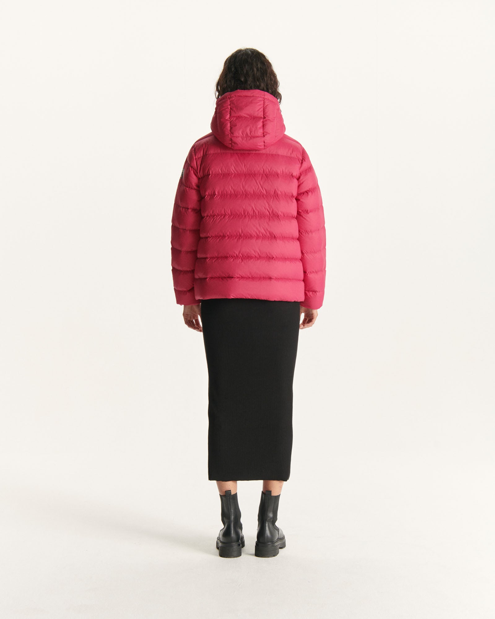 Doudoune droite à capuche Rose cerise Jane