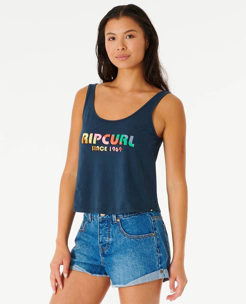 Rip Curl Tanktop Icons Of Surf Pump Font Muskelshirt