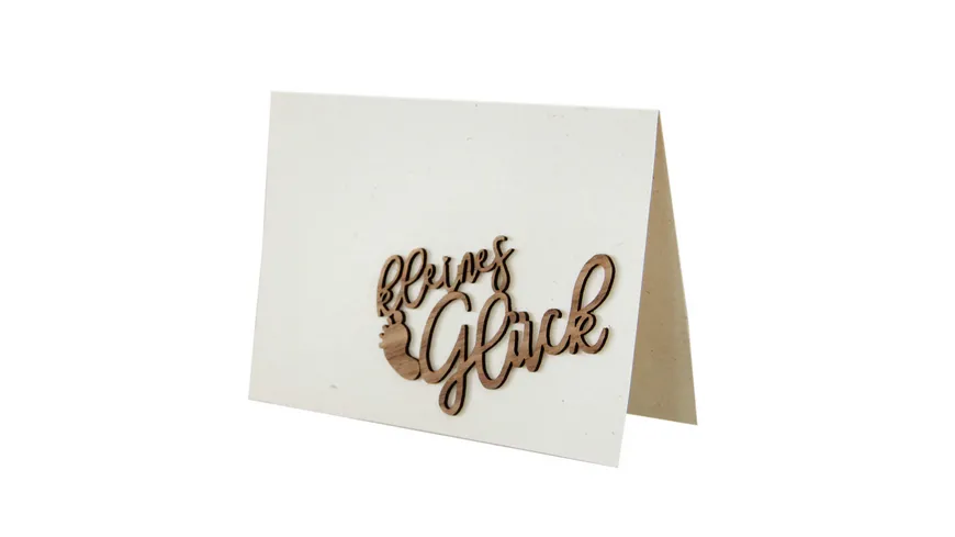 Original Holzgrußkarte - Holzschriftzug, kleines Glück