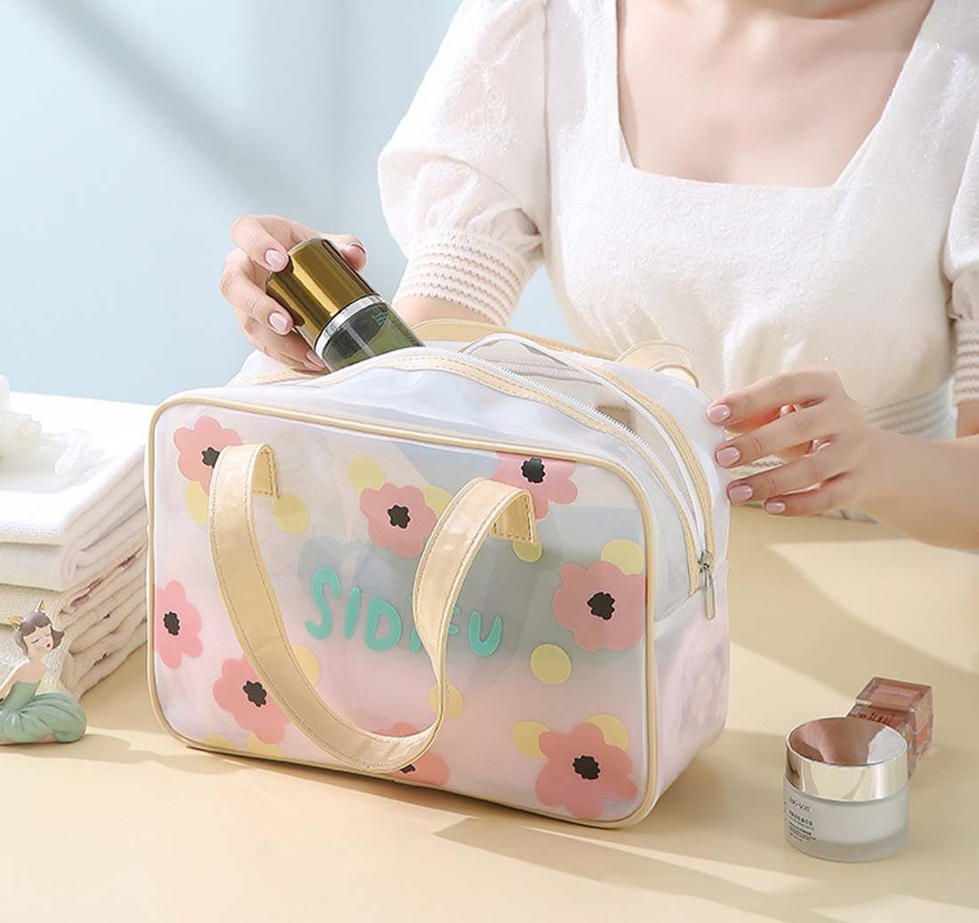 FIDDY Aufbewahrungstasche Dreiteiliges Set aus transparenter Kosmetiktasche, Kulturbeutel (Aufbewahrungstasche und tragbarem Reisetaschen-Set mit großem Fassungsvermögen, 3-tlg)