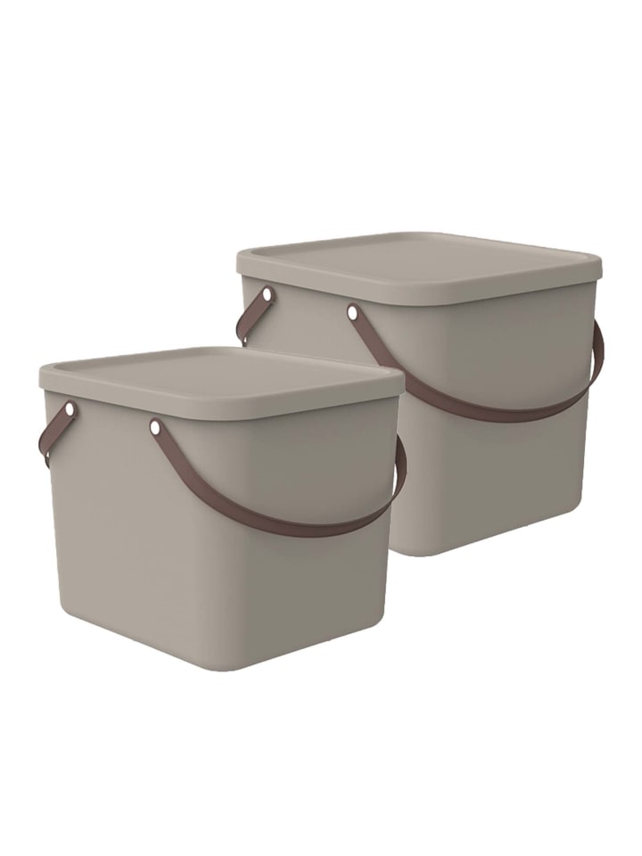 Rotho 2er-Set Aufbewahrungsbox 40l mit Deckel in Cappuccino günstig kaufen onesize