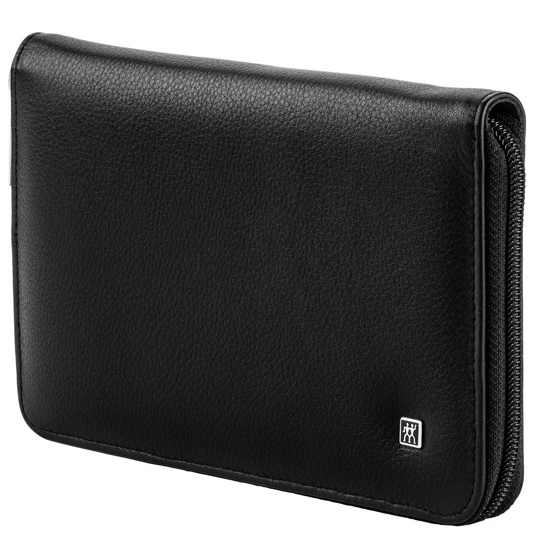 Twinox Reißverschluss-Etui. Rindleder. black. 8-tlg.