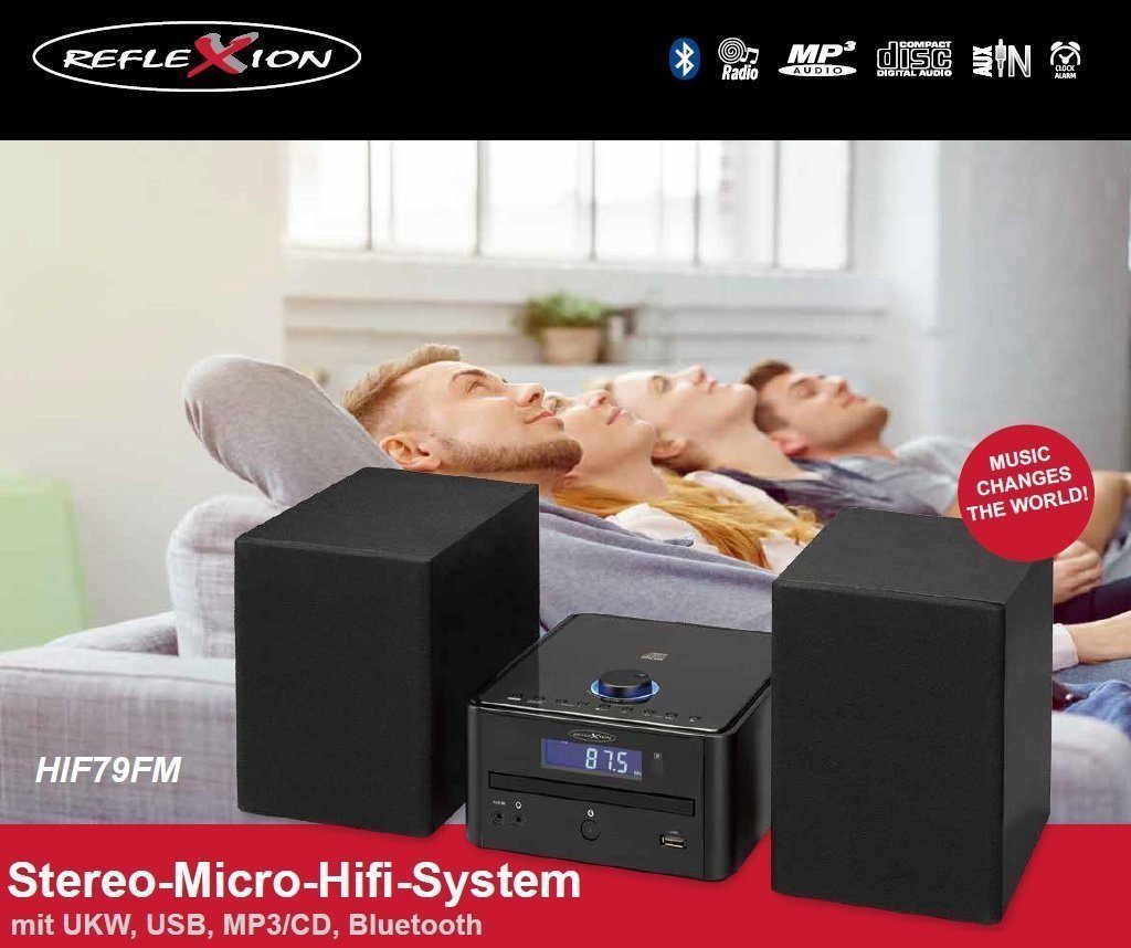 Reflexion HIF79FM Microanlage (UKW, USB, MP3/CD, und Bluetooth, 32,00 W, Alarm, Uhr, Sleep-Funktion)