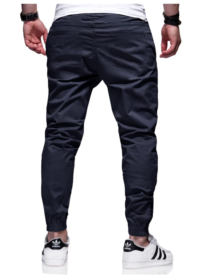 behype Chinohose - BHFORLI Jogger Chino Jeans Hose Stoffhose in Navy günstig kaufen