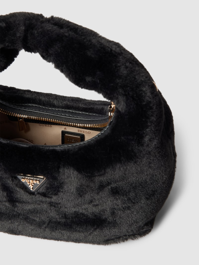 Handtasche mit Kunstfellbesatz Modell 'KATINE' in black