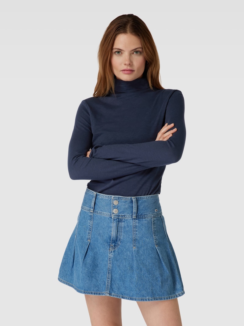 Longsleeve mit Rollkragen in marineblau