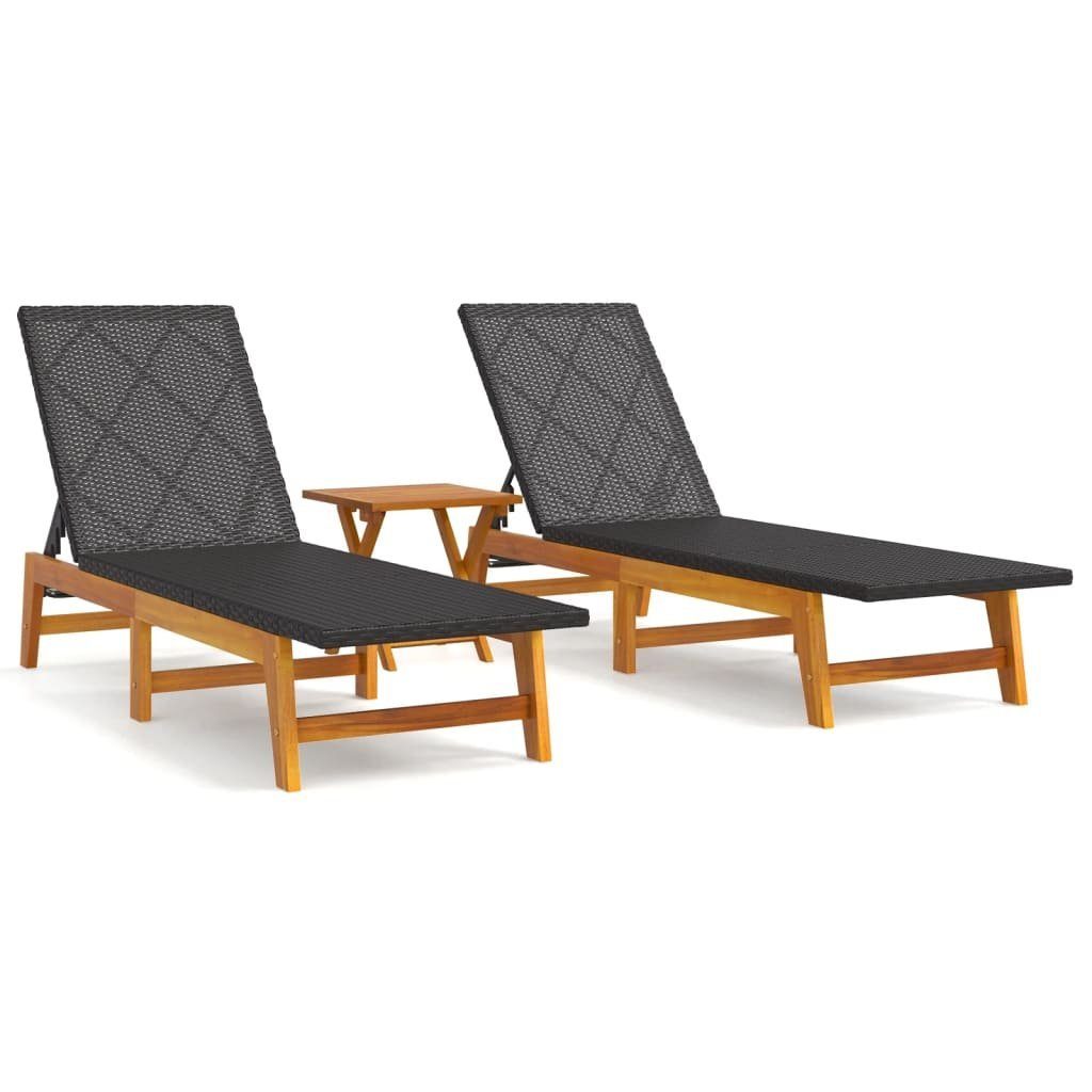 vidaXL Gartenliege 3-tlg. Garten-Lounge-Set Poly Rattan & Massivholz Akazie, 1 St.