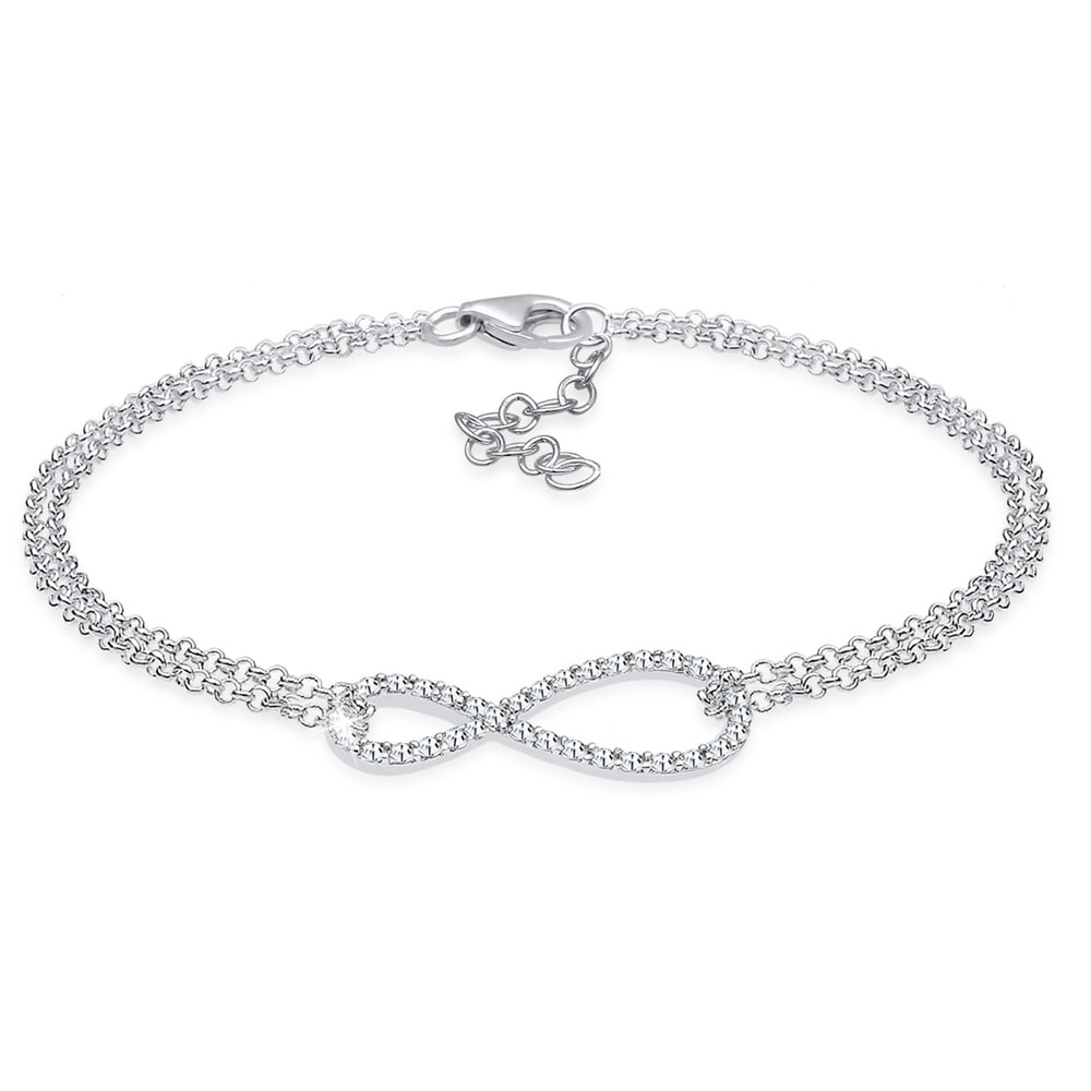 Elli Elli Bracelet Femme Motif Infinity Basic avec Cristaux en Argent Sterling 925 Bracelet