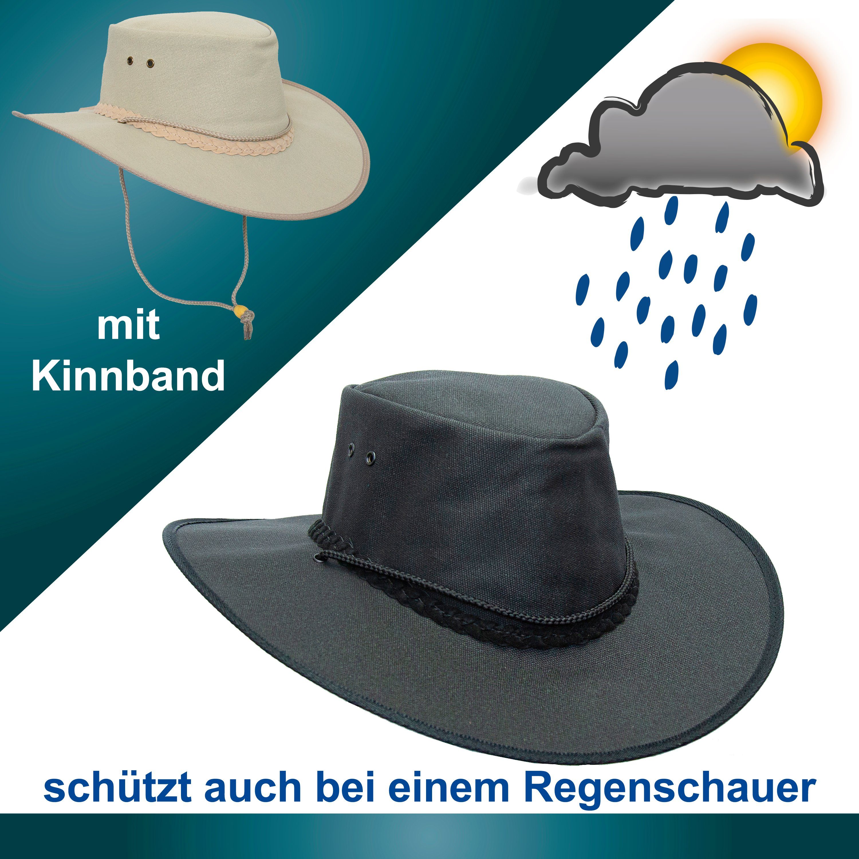 Outbacker Outdoorhut Outdoor Sommerhut super leicht mit Kinnband wasserfest mit UV-Schutz leicht